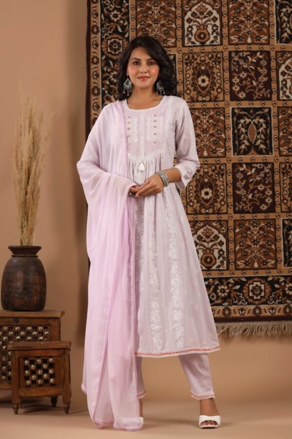 Cotton shimmer light pink Kurta set